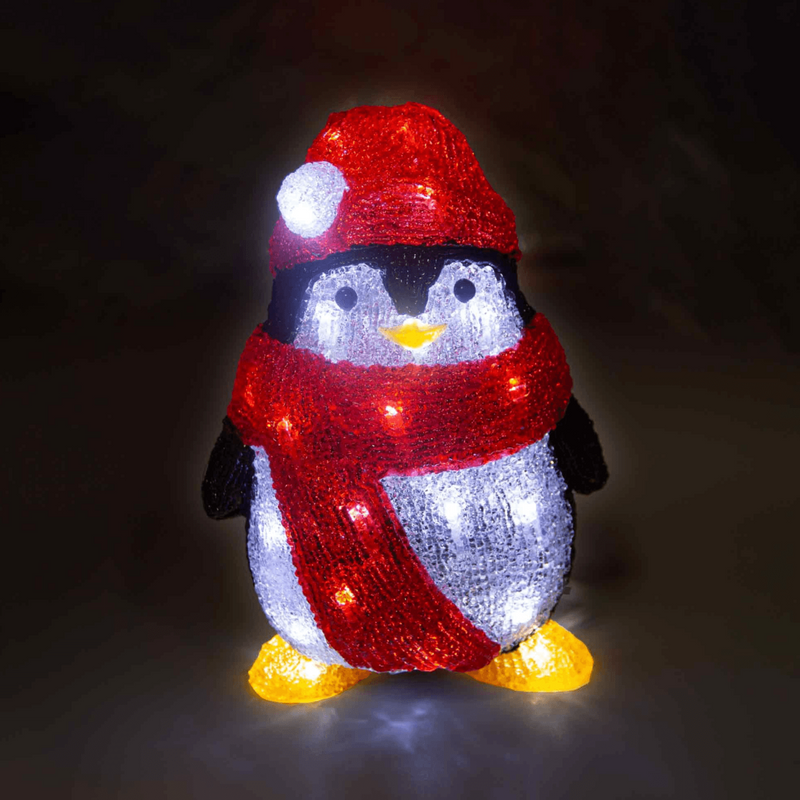 Christmas Sparkle Acrylic Penguin 30cm with 30 White LEDs