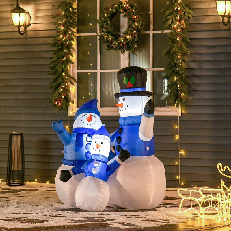 Christmas Time Christmas Inflatable Snowman Family Outdoor Home Seasonal Decoration w/ LED Light
