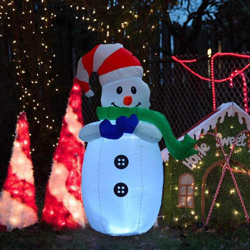 Christmas Time Inflatable Christmas Snowman 120 cm W/LED Lights-Multicolour