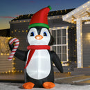 Christmas Time 2.5m Inflatable Christmas Penguin Holding Candy Cane Built-in LED for Party