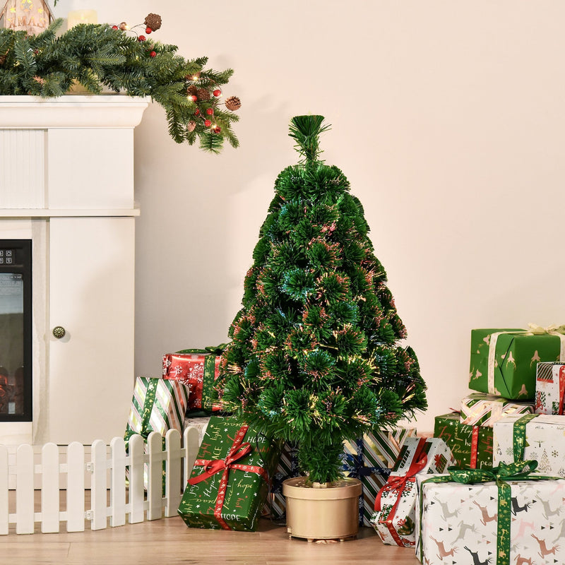 Christmas Time 3FT Prelit Artificial Christmas Tree Fiber Optic LED Light Tabletop Decoration