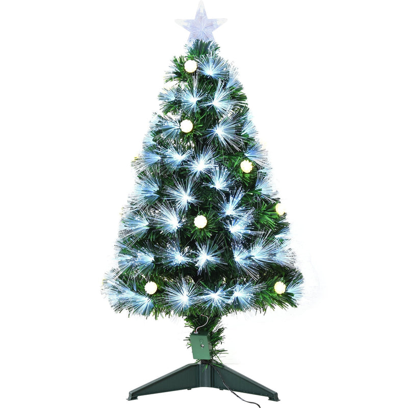 Christmas Time 3ft White Light Artificial Christmas Tree w/ 90 LEDs Star Topper Tri-Base