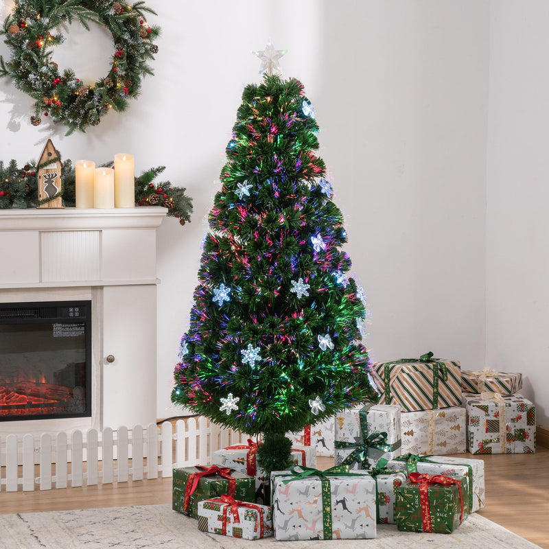 Christmas Time 5FT Prelit Artificial Christmas Tree Fiber Optic LED Light Holiday Decoration