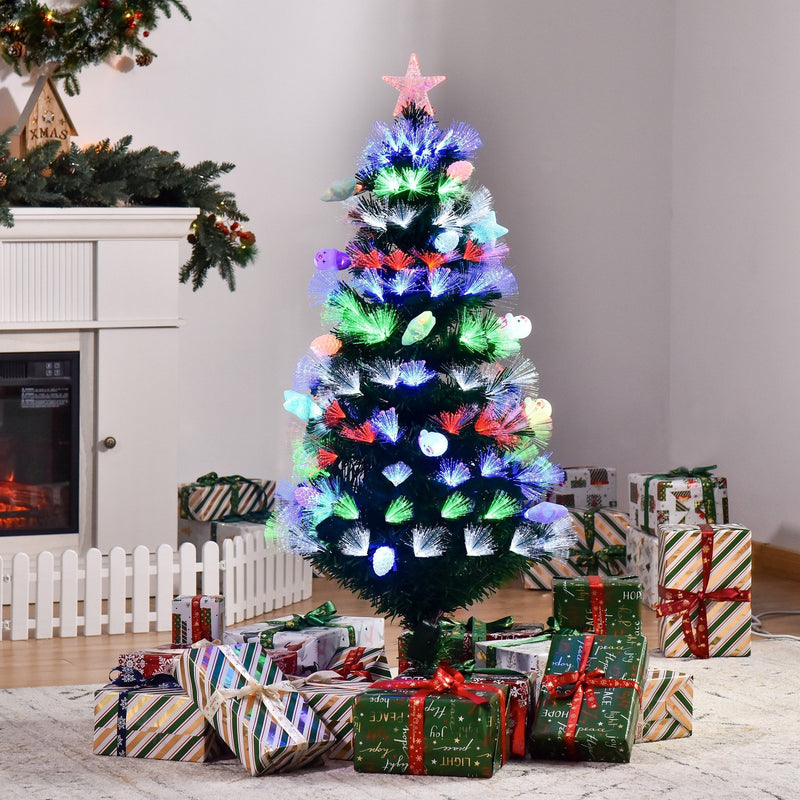 Christmas Time 5FT Pre-Lit Artificial Christmas Tree Home w/ Fibre Optic LED Light Decoration