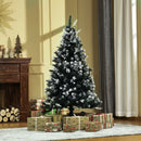 Christmas Time 5FT Artificial Snow Dipped Christmas Tree Xmas Pencil Tree Holiday Dark Green