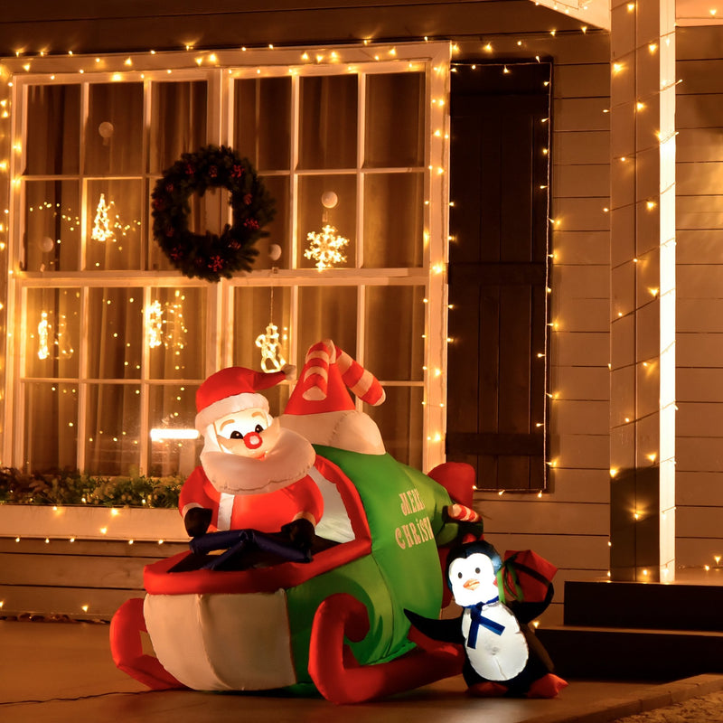 Christmas Time 1.2m Christmas Inflatable Decoration w/ Santa Claus Penguin for Holiday Party