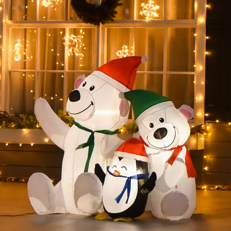 Christmas Time 1.1m Christmas Inflatables with Bears and Penguin Xmas Decoration Outdoor Home
