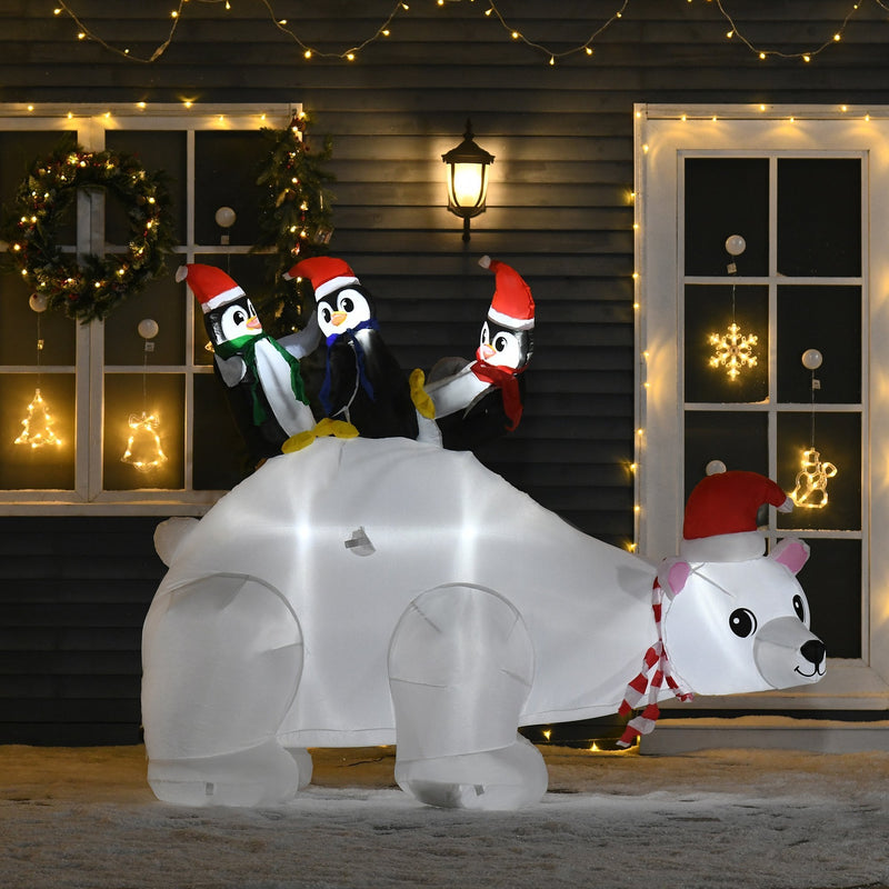 Christmas Time 1.5m Christmas Inflatable Polar Bear Penguin Lighted for Home Indoor Outdoor