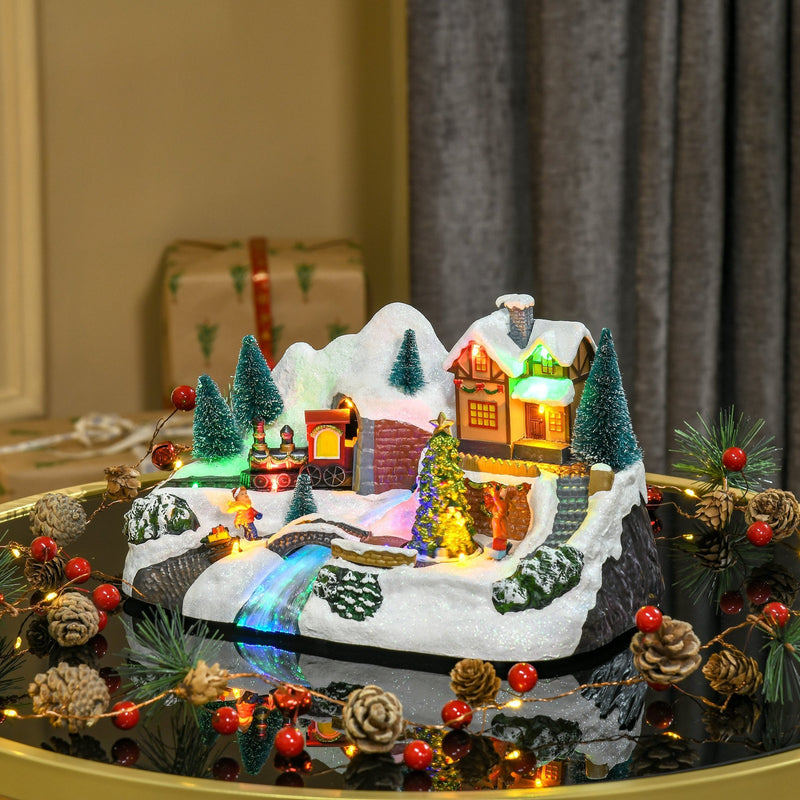 Christmas Time Christmas Musical Villages w/ Fibre Optic Battery-Operated Festival Decoration
