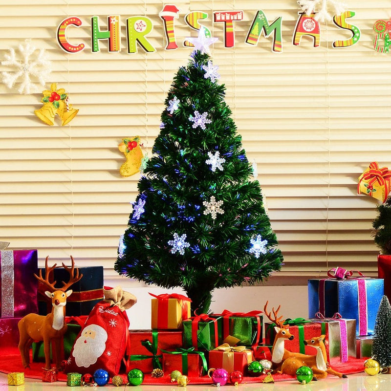 HOMCOM 4FT Green Fibre Optic Artificial Christmas Tree