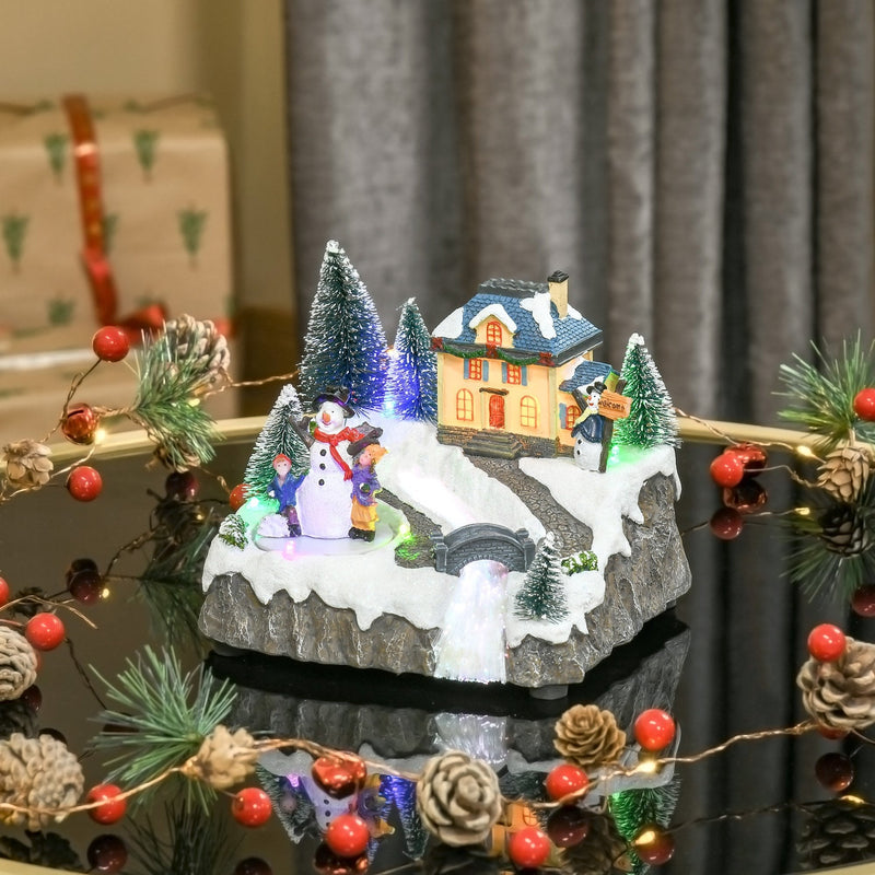 Christmas Time Animated Christmas Village Scene Musical Holiday Decoration w/ LED Light Music