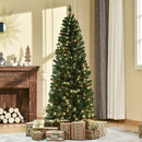 HOMCOM 6FT Prelit Artificial Pencil Christmas Tree with Warm White LED Light, Red Berry, Green