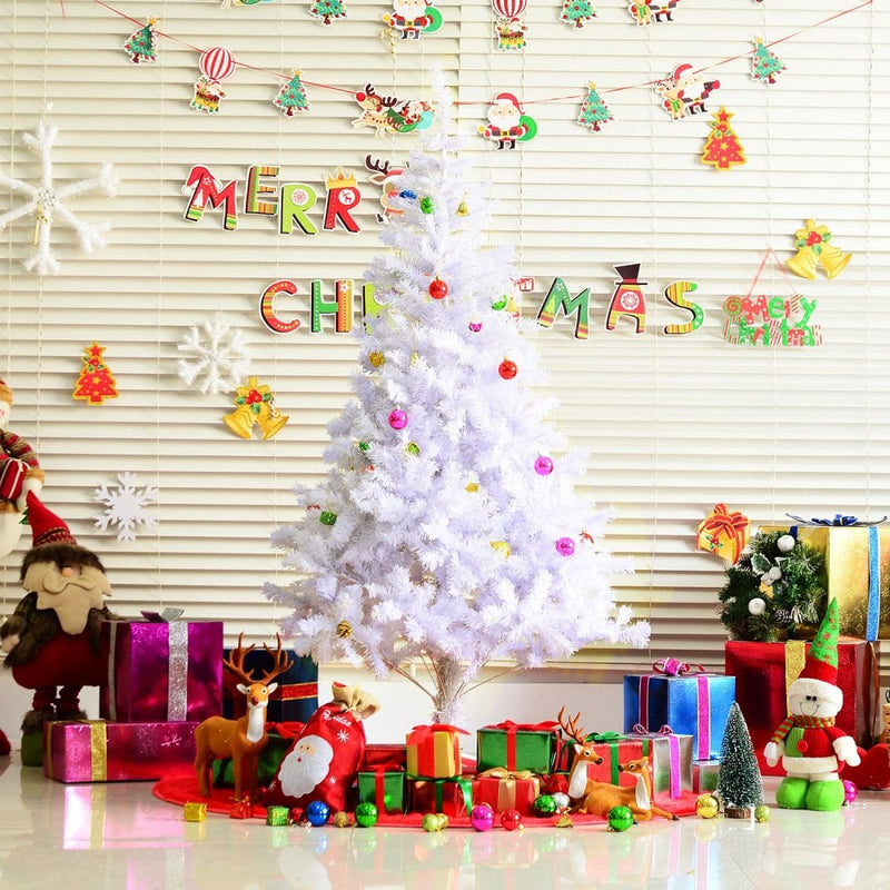 Christmas Time 6ft Artificial PVC Christmas Tree w/ Ornaments White