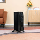 HOMCOM 1630W Black Oil Filled Radiator, 7 Fin Portable Heater w/ Timer Remote Control