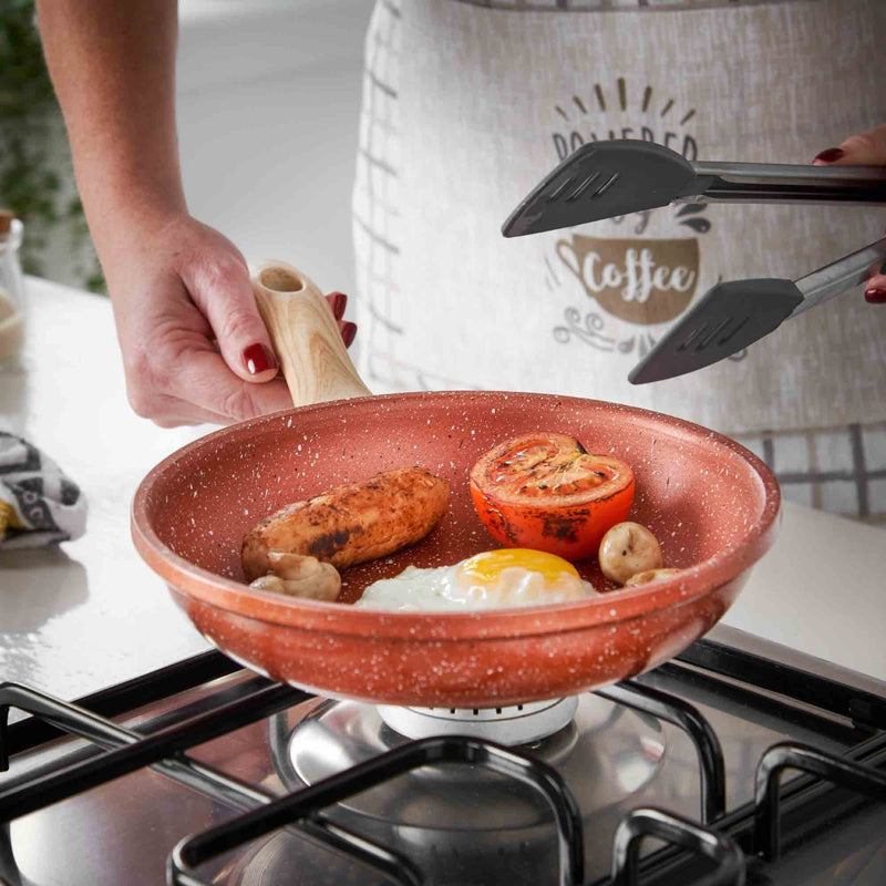 Lewis's  Sovereign Stone Copper Frying Pan, 20cm with Soft Touch Handle Home Kitchen
