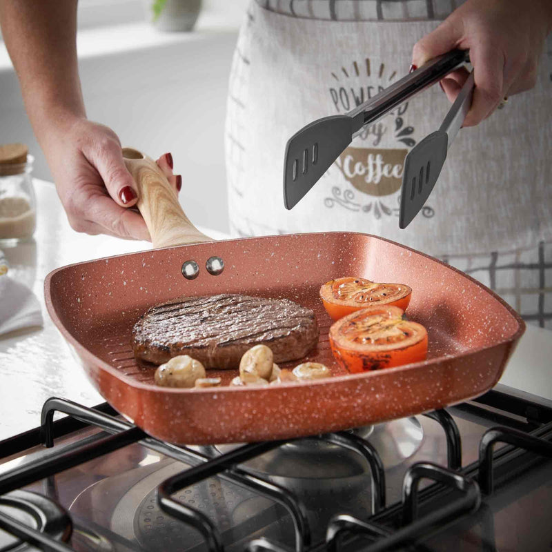 Lewis's  Sovereign Stone Copper Griddle Pan with Soft Touch Handle Home Kitchen