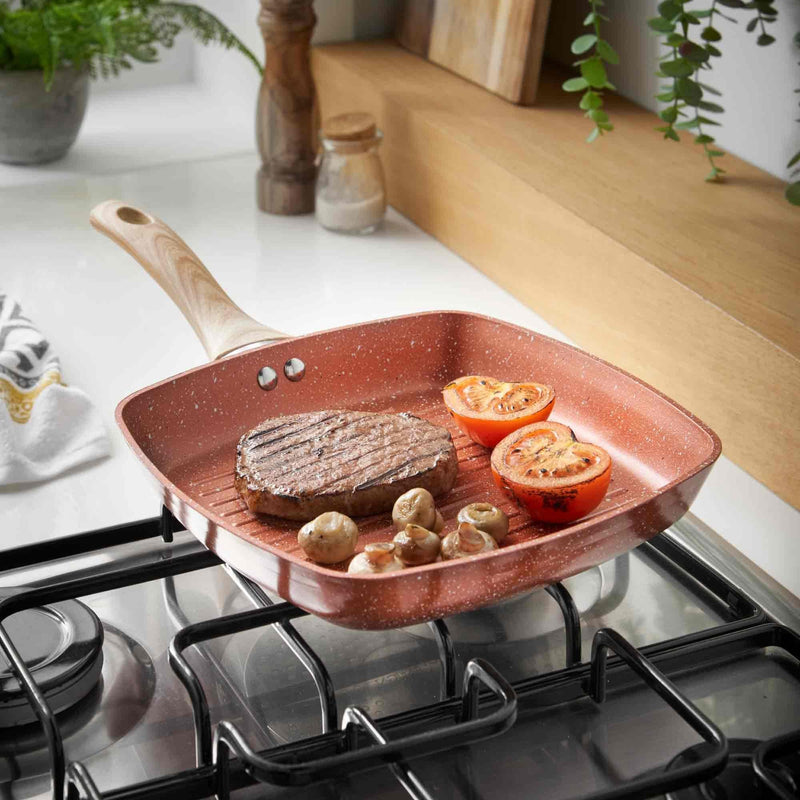 Lewis's Sovereign Stone Copper Griddle Pan with Soft Touch Handle Home