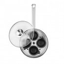 Lewis's Non-Stick Stainless Steel 4 Egg Poacher Pan with Lid 20cm - Silver