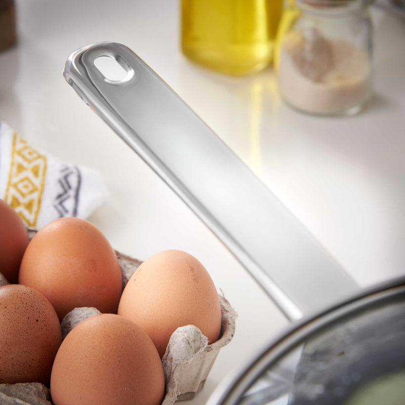 Lewis's Non-Stick Stainless Steel 4 Egg Poacher Pan with Lid 20cm - Silver