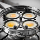 Lewis's Non-Stick Stainless Steel 4 Egg Poacher Pan with Lid 20cm - Silver