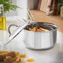 Lewis's Stainless Steel Chip Pan 22cm With 20cm Basket And Lid - Silver