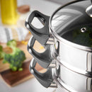 Lewis's Stainless Steel 3 Tier 18cm Steamer Pan With Glass Lid - Silver