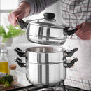 Lewis's Stainless Steel 3 Tier 18cm Steamer Pan With Glass Lid - Silver