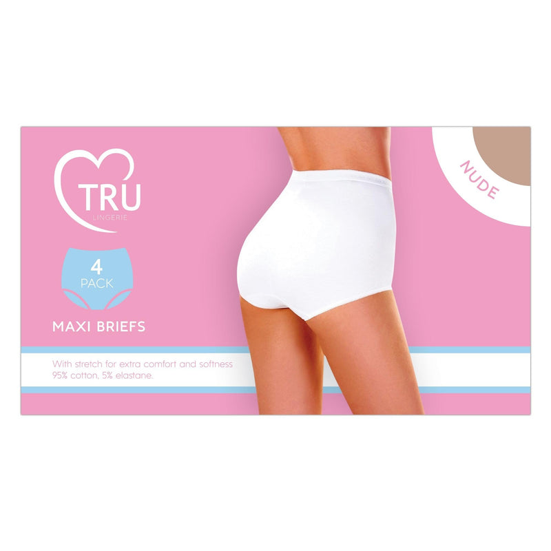 Tru Lingerie Maxi Briefs 4 Pack - Nude