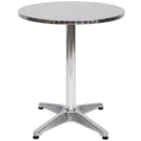 Adjustable Aluminium Bar Table Round Tabletop Dining Wine Pub Stainless Steel Height 70-110cm Metal W/Chromed Base Style-Silver