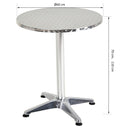 Adjustable Aluminium Bar Table Round Tabletop Dining Wine Pub Stainless Steel Height 70-110cm Metal W/Chromed Base Style-Silver