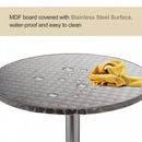 Adjustable Aluminium Bar Table Round Tabletop Dining Wine Pub Stainless Steel Height 70-110cm Metal W/Chromed Base Style-Silver