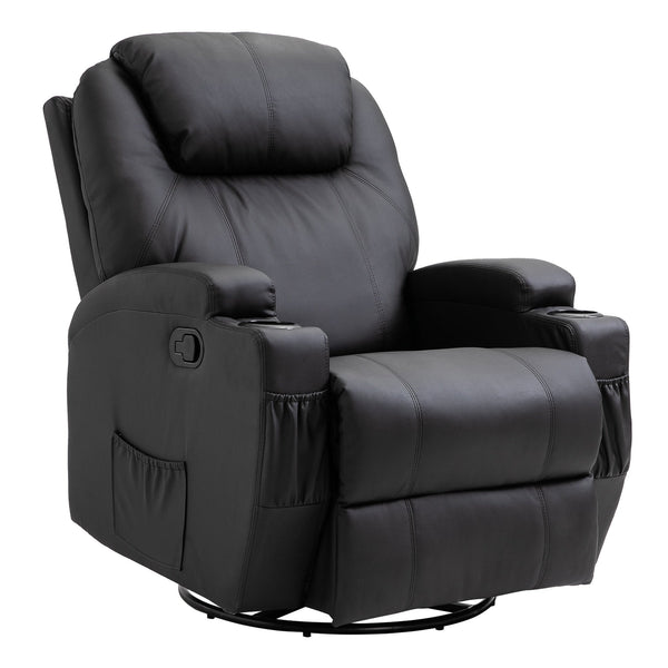 Leather Massage Recliner Armchair Chair Black