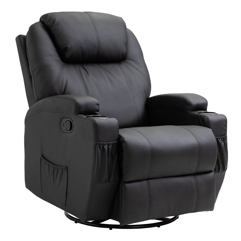 Leather Massage Recliner Armchair Chair Black
