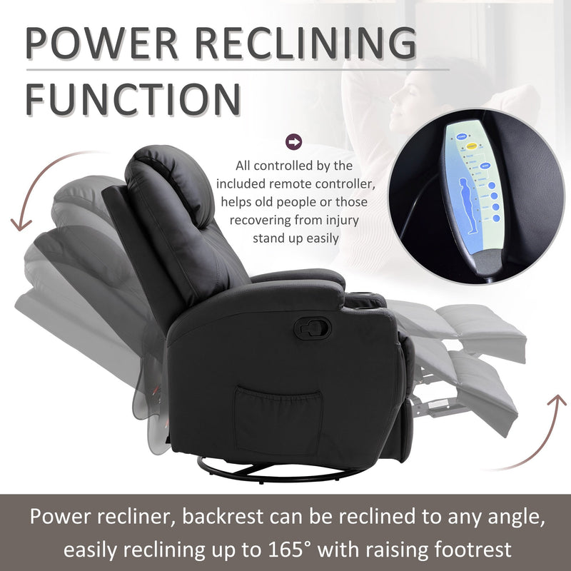 Leather Massage Recliner Armchair Chair Black