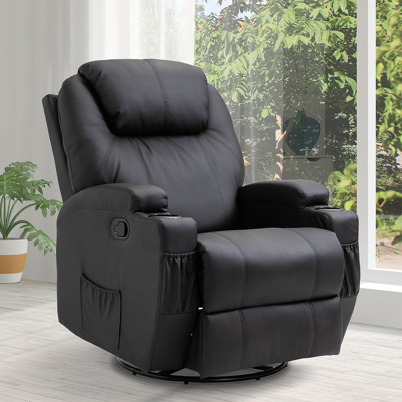 Leather Massage Recliner Armchair Chair Black