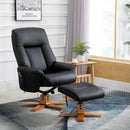 10-Point Massage Black Sofa Armchair Chair PU Leather W/ Footrest Stool Recliner