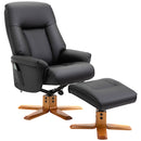10-Point Massage Black Sofa Armchair Chair PU Leather W/ Footrest Stool Recliner