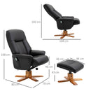 10-Point Massage Black Sofa Armchair Chair PU Leather W/ Footrest Stool Recliner