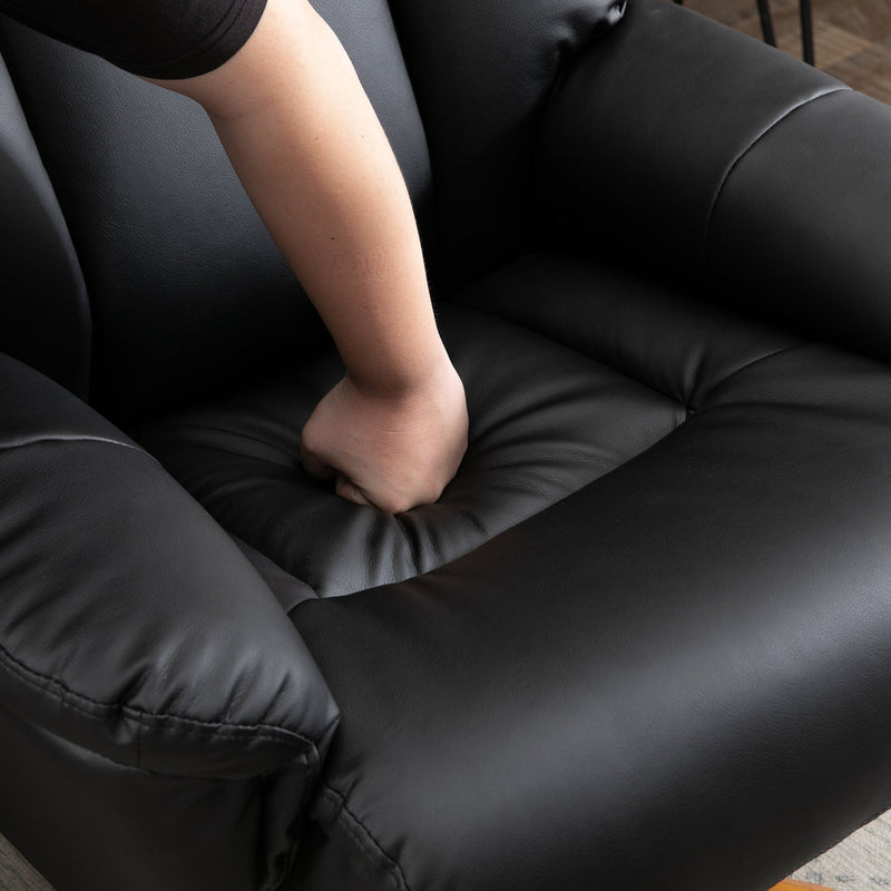 10-Point Massage Sofa Armchair Chair PU Leather W/ Footrest Stool Recliner Black Ottoman