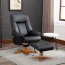 10-Point Massage Black Sofa Armchair Chair PU Leather W/ Footrest Stool Recliner