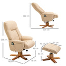 10-Point Massage Beige Sofa Armchair Chair PU Leather W/ Footrest Stool Recliner