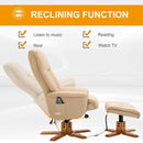 10-Point Massage Beige Sofa Armchair Chair PU Leather W/ Footrest Stool Recliner