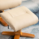 10-Point Massage Beige Sofa Armchair Chair PU Leather W/ Footrest Stool Recliner