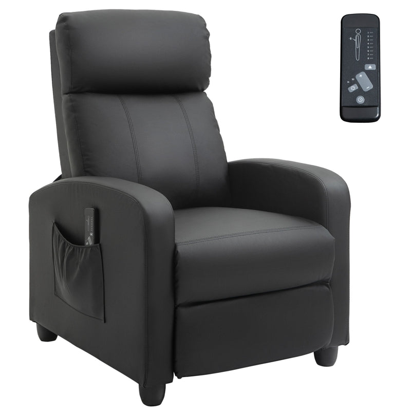 Recliner Sofa Chair PU Leather Massage Armcair w/ Footrest and Remote Control for Living Room, Bedroom, Home Theatre