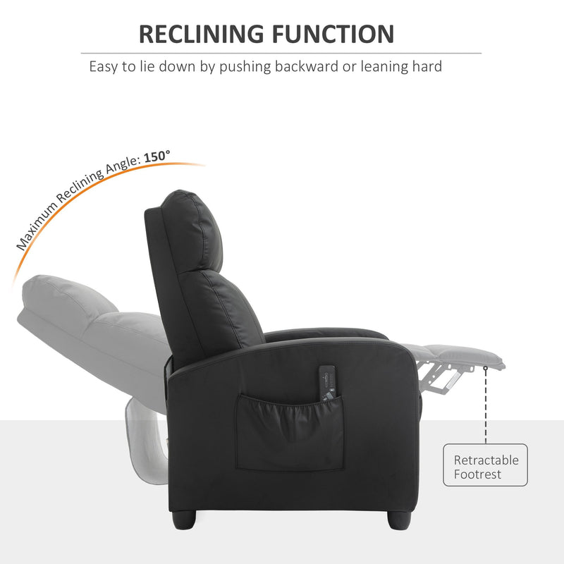 Recliner Sofa Chair PU Leather Massage Armcair w/ Footrest and Remote Control for Living Room, Bedroom, Home Theatre