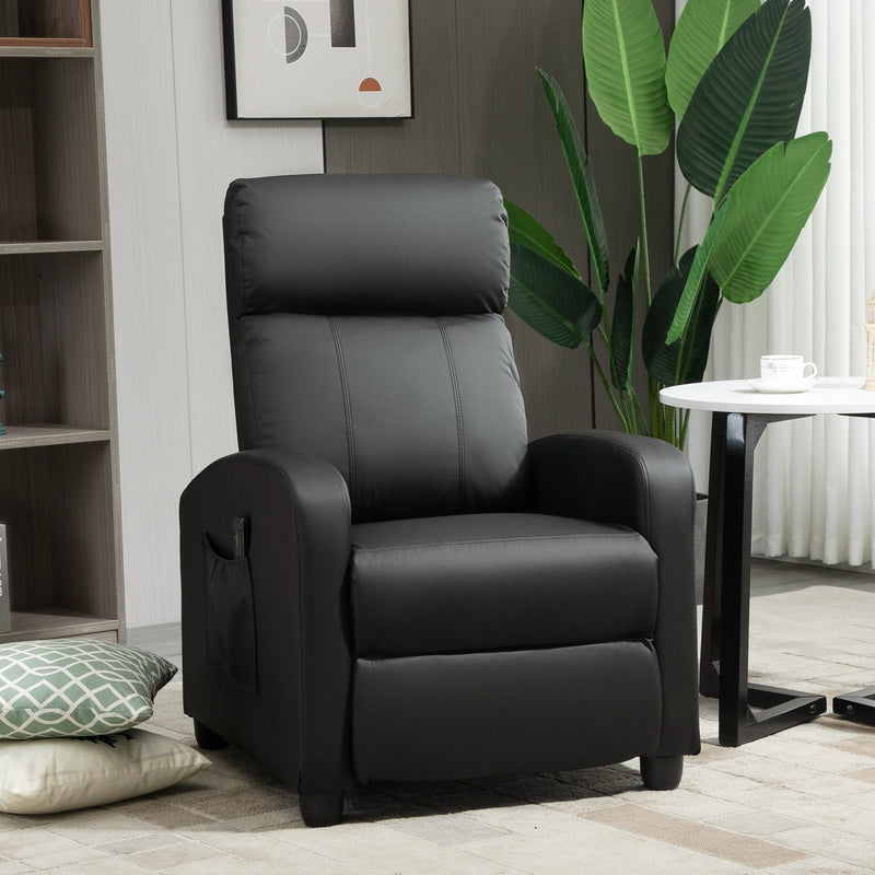 Recliner Sofa Chair PU Leather Massage Armcair w/ Footrest and Remote Control for Living Room, Bedroom, Home Theatre