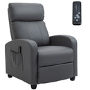 Recliner Grey Sofa Chair PU Leather Massage Armcair W/ Footrest And Remote Control For Living Room, Bedroom, Home Theater