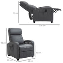 Recliner Grey Sofa Chair PU Leather Massage Armcair W/ Footrest And Remote Control For Living Room, Bedroom, Home Theater