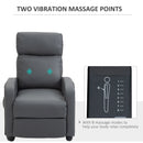 Recliner Grey Sofa Chair PU Leather Massage Armcair W/ Footrest And Remote Control For Living Room, Bedroom, Home Theater