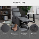 Recliner Grey Sofa Chair PU Leather Massage Armcair W/ Footrest And Remote Control For Living Room, Bedroom, Home Theater